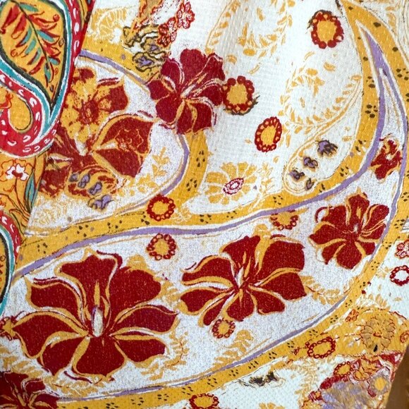 Free People Carmen Off the Shoulder Jumpsuit Orange Red Paisley XS - Picture 10 of 14